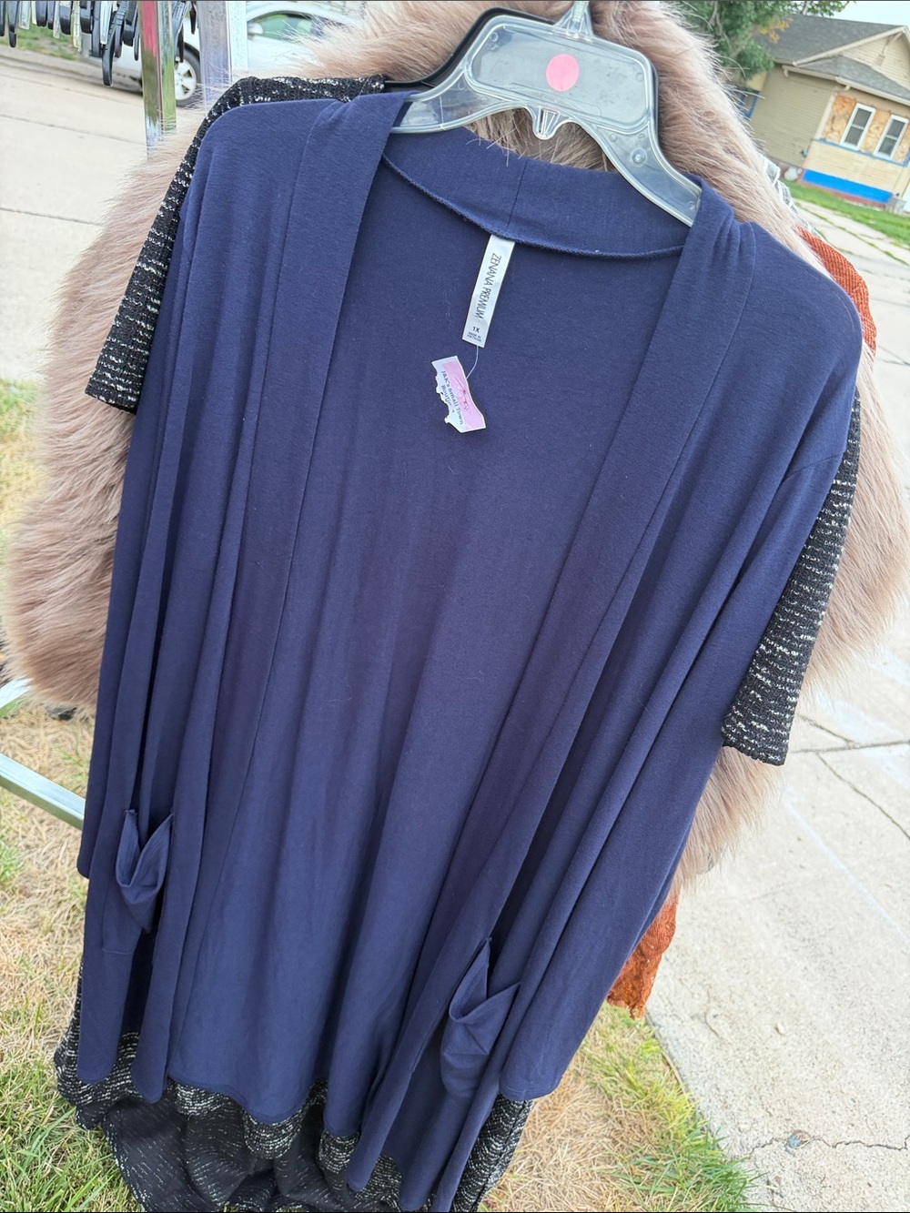 Zenana Outfitters Navy Open-Front Cardigan with Pocket Detail